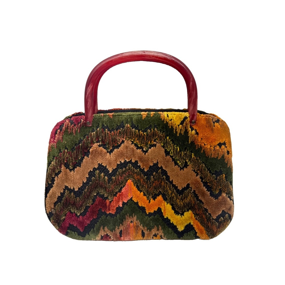 Vintage 1960s Kadin Multicolor Tapestry Carpet Bag Purse Made in USA